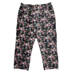 RARE Lazy Oaf Pants Twill Potted Plant Floral Graffiti All Over Print Jeans 38